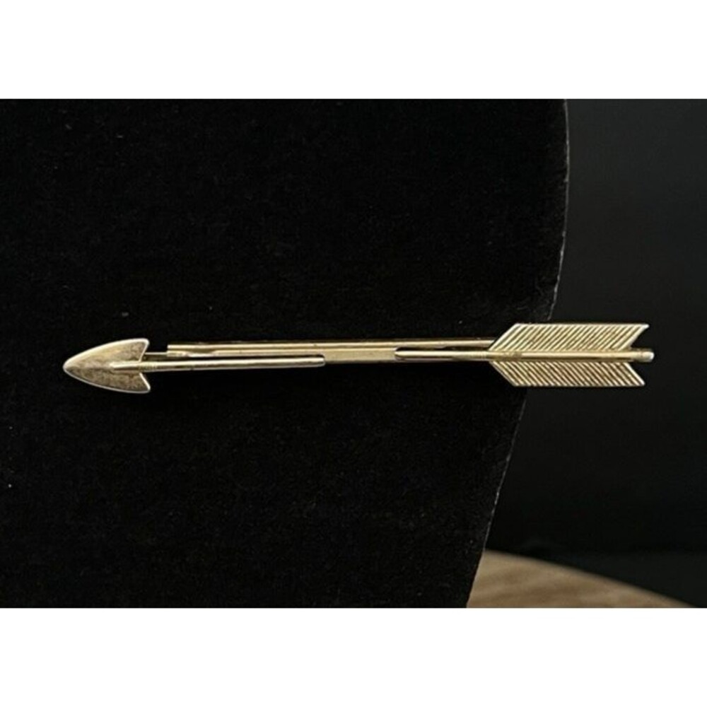 Vintage Gold Toned  Arrow  Adjustable Tension Tie Clip Slide Clasp Hickok USA
